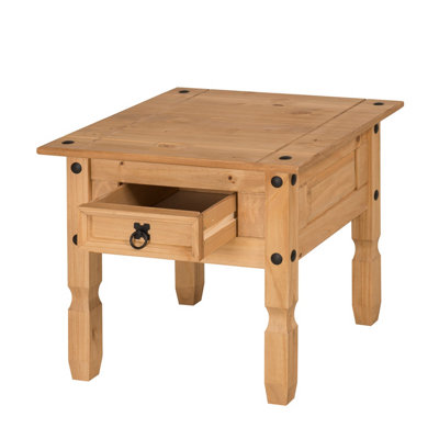 Mercers Furniture Corona 1 Drawer Lamp Table Coffee End Unit Solid Pine with Mexican Styling