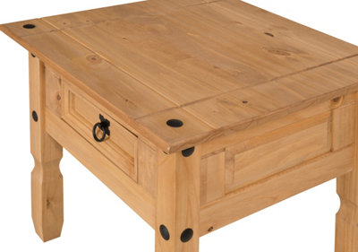 Mercers Furniture Corona 1 Drawer Lamp Table Coffee End Unit Solid Pine with Mexican Styling