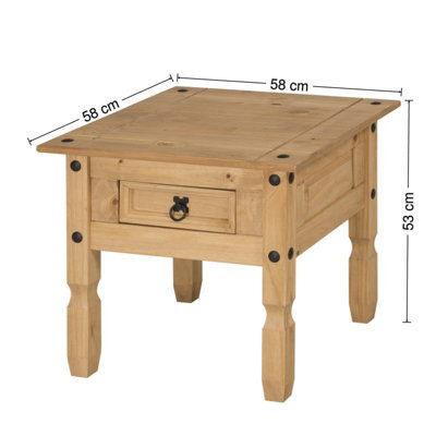 Mercers Furniture Corona 1 Drawer Lamp Table Coffee End Unit Solid Pine with Mexican Styling
