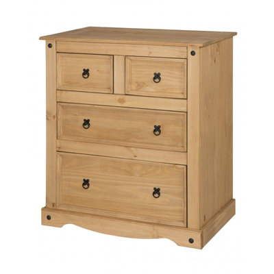 Mercers Furniture Corona 2+2 Chest of 4 Drawers Solid Pine with Mexican Styling