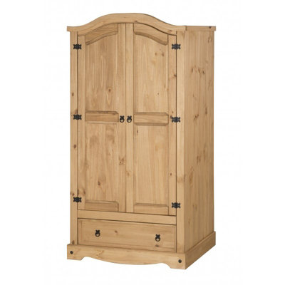 Mercers Furniture Corona 2 Door 1 Drawer Arch Top Wardrobe Solid Pine with Mexican Styling