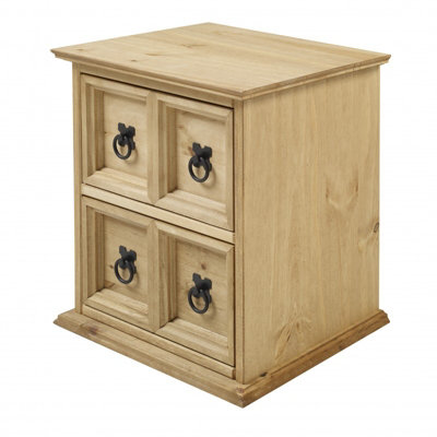 Mercers Furniture Corona 2x2 CD Unit 2 Drawer Storage Tower Solid Pine with Mexican Styling
