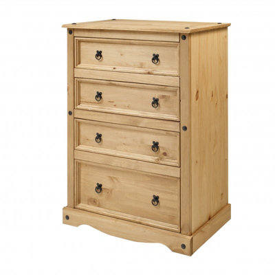 Mercers Furniture Corona 4 Drawer Chest of Drawers Solid Pine with Mexican Styling
