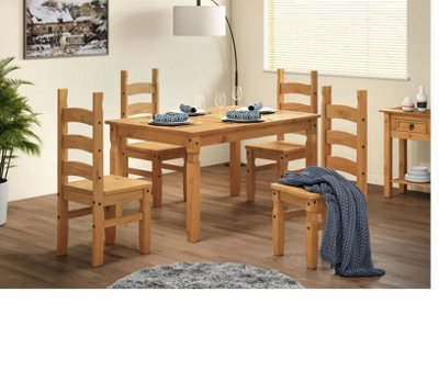 Mercers Furniture Corona 5'0" Table & 4 Chairs Dining Set Solid Pine with Mexican Styling