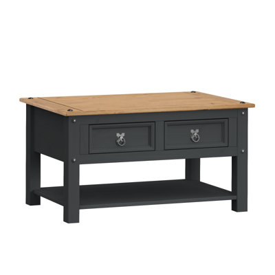 Mercers Furniture Corona Charcoal Grey Coffee Table 2 Drawers Solid ...