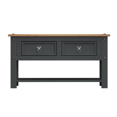 Mercers Furniture Corona Charcoal Grey Coffee Table 2 Drawers Solid ...