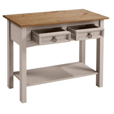 Mercers Furniture Corona Grey 2 Drawer Console Table Solid Wood Mexican ...