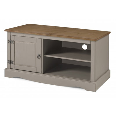 Mercers Furniture Corona Grey Wax 1 Door Media Unit 1 Shelf TV Cabinet Solid Pine with Mexican Styling