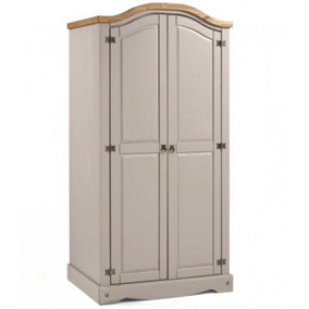 Mercers Furniture Corona Grey Wax 2 Door Arch Top Wardrobe