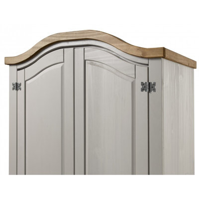 Mercers Furniture Corona Grey Wax 2 Door Arch Top Wardrobe