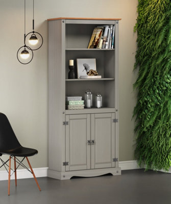 Mercers Furniture Corona Grey Wax 2 Door Bookcase