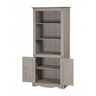 Mercers Furniture Corona Grey Wax 2 Door Bookcase