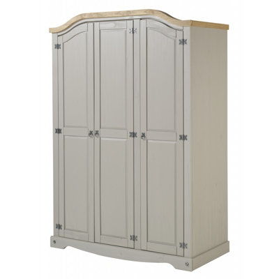 Mercers Furniture Corona Grey Wax 3 Door Arch Top Wardrobe