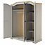 Mercers Furniture Corona Grey Wax 3 Door Arch Top Wardrobe