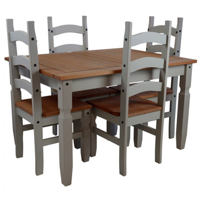 Mercers Furniture Corona Grey Wax 4'0" Dining Table & 4 Chairs