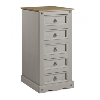 Mercers Furniture Corona Grey Wax 5 Drawer Narrow Chest