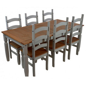 Mercers Furniture Corona Grey Wax 6'0" Dining Table & 6 Chairs