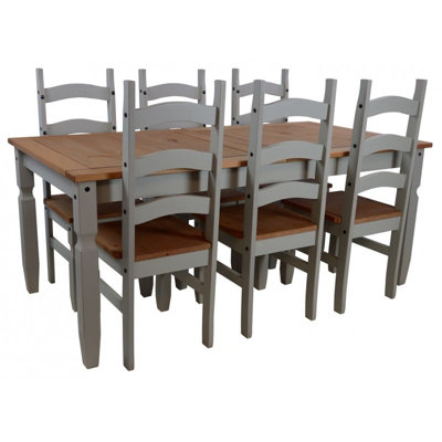 Mercers Furniture Corona Grey Wax 6'0" Dining Table & 6 Chairs