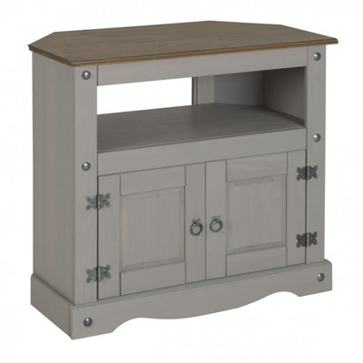 Mercers Furniture Corona Grey Wax Corner TV Unit