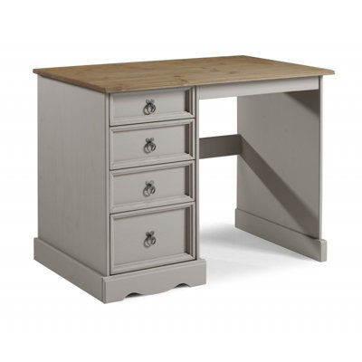 Mercers Furniture Corona Grey Wax Dressing Table 4 Drawer Computer Desk Solid Pine with Mexican Styling