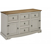 Mercers Furniture Corona Grey Wax Large 2 Door 5 Drawer Sideboard