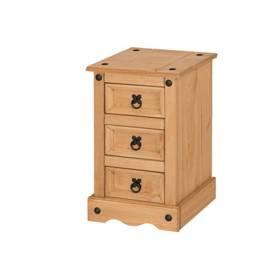 Mercers Furniture Corona Narrow 3 Drawer Bedside Cabinet