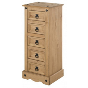 Mercers Furniture Corona Narrow 5 Drawer Bedside Cabinet