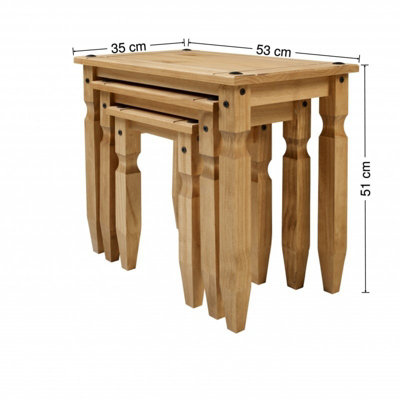 Mercers Furniture Corona Piccolo Nest of Tables 3 Side End Table Set Solid Pine with Mexican Styling