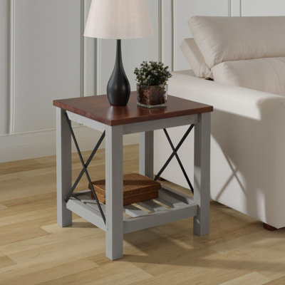 Mercers Furniture Cottage Grey Lamp Table Side End Solid Wood Pine