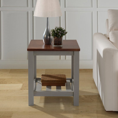 Mercers Furniture Cottage Grey Lamp Table Side End Solid Wood Pine