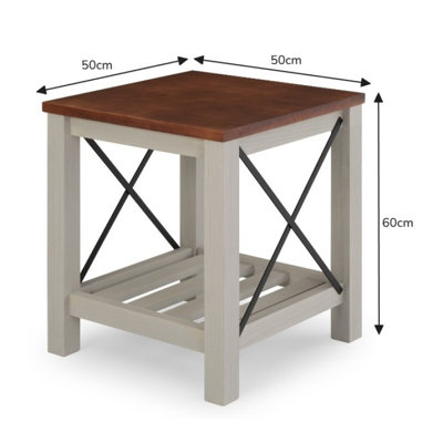 Mercers Furniture Cottage Grey Lamp Table Side End Solid Wood Pine