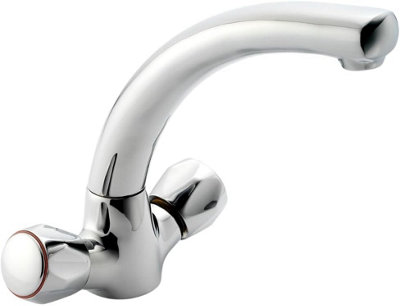 Mercia Chrome Twin Lever Kitchen Mixer Tap, Dual Control Swivel Spout ...