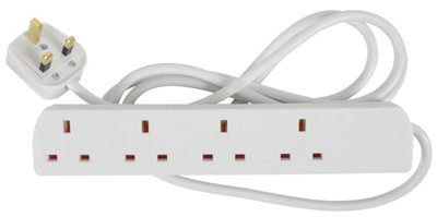 Mercury 13A 4 Gang 5M UK Extension Lead- White