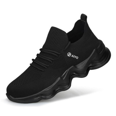 Ladies black work trainers best sale