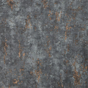 Mercury Wallpaper in Charcoal and Copper