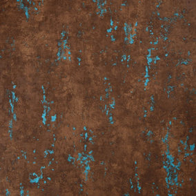 Mercury Wallpaper in Copper and Teal