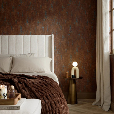 Mercury Wallpaper in Copper and Teal