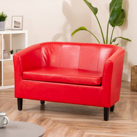 Meriden 2 Seat Tub Faux Leather Sofa - Red
