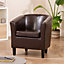 Meriden 68cm Wide Brown PU Vegan Leather Accent Tub Chair Supplied with Both Light and Dark Wooden Legs