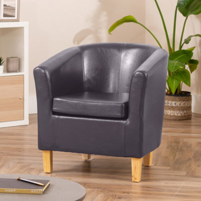 Grey leather store tub chairs