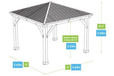Meridian Gazebo 12ft x 12ft (3.7m x 3.7m) - 3