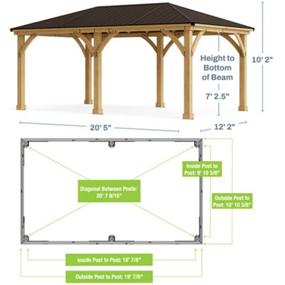 Meridian Gazebo 12ft x 20ft (3.7 x 6.2m) - 8