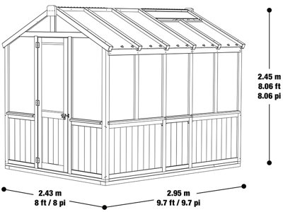 Meridian Greenhouse 8ft x 9.7ft (2.4m x 2.9m)