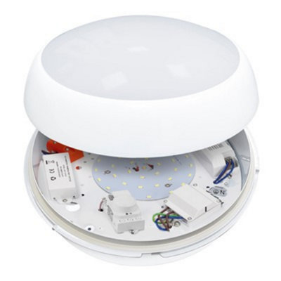 Meridian Lighting LED LUNA Bulkhead CCT3 16W Circular-White-Dedicated Emergency Fitting