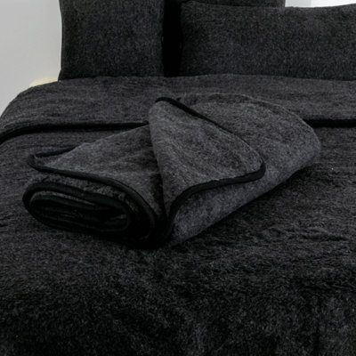 Merino Wool Blanket 220x200 - Black