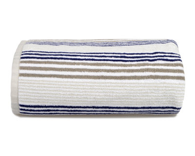 Merlin Striped Bath Sheet - Navy