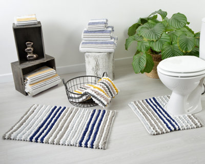 Merlin Striped Bath Sheet - Navy