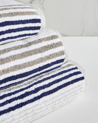 Merlin Striped Bath Sheet - Navy - 3