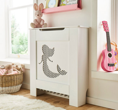 Mermaid Children's Kids Mesh Cut-out Radiator Cover in White
