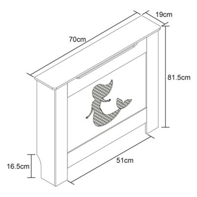 Mermaid Children's Kids Mesh Cut-out Radiator Cover in White